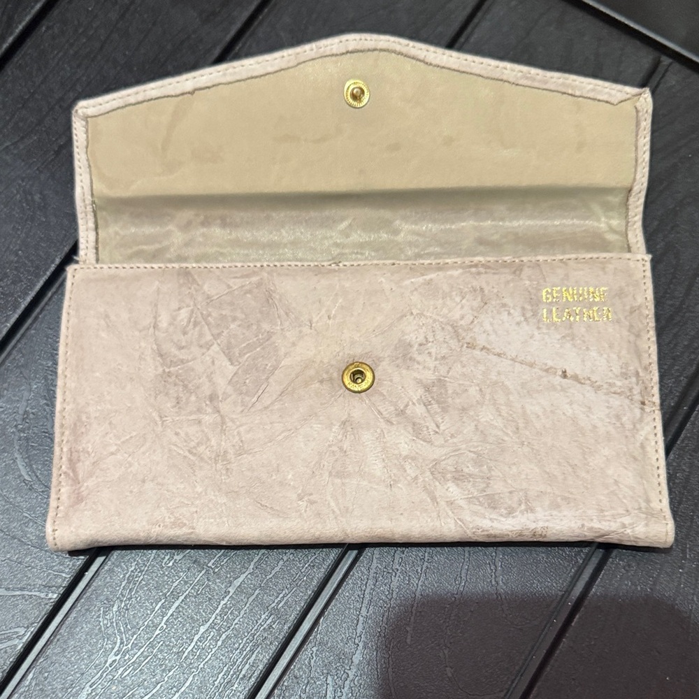 Genuine Leather Beige Women's Clutch